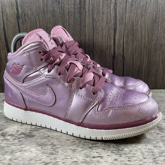 Nike Air Jordan Mid Youth Size Y Shoes Metallic Pink Rose